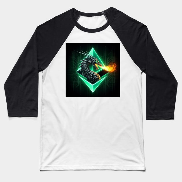 Ethereum Crypto Currency Dragon Baseball T-Shirt by dinokate